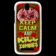 Coque HTC One SV Keep Calm and Kill Zombies Orange