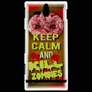 Coque Sony Xperia U Keep Calm and Kill Zombies Orange