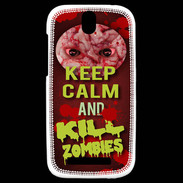 Coque HTC One SV Keep Calm and Kill Zombies Rouge