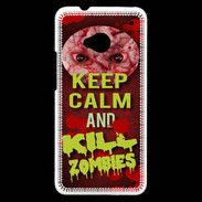 Coque HTC One Keep Calm and Kill Zombies Rouge