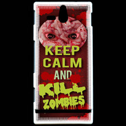 Coque Sony Xperia U Keep Calm and Kill Zombies Rouge
