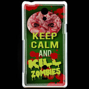 Coque Sony Xperia T Keep Calm and Kill Zombies Vert