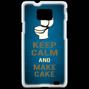 Coque Samsung Galaxy S2 Keep Calm and Make cake Bleu