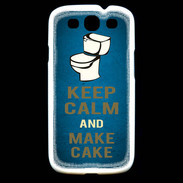 Coque Samsung Galaxy S3 Keep Calm and Make cake Bleu