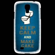 Coque Samsung Galaxy S4 Keep Calm and Make cake Bleu