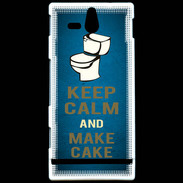 Coque Sony Xperia U Keep Calm and Make cake Bleu