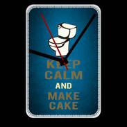 Grande pendule murale Keep Calm and Make cake Bleu