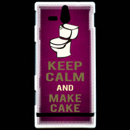 Coque Sony Xperia U Keep Calm and Make cake Rose