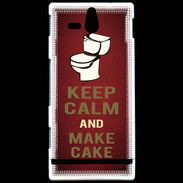 Coque Sony Xperia U Keep Calm and Make cake Rouge