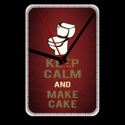 Grande pendule murale Keep Calm and Make cake Rouge