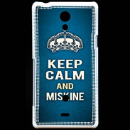 Coque Sony Xperia T Keep Calm and Miskine Bleu