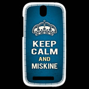 Coque HTC One SV Keep Calm and Miskine Bleu