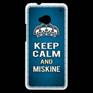 Coque HTC One Keep Calm and Miskine Bleu