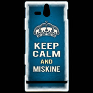 Coque Sony Xperia U Keep Calm and Miskine Bleu