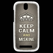 Coque HTC One SV Keep Calm and Miskine Gris