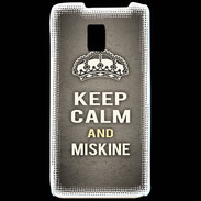 Coque LG P990 Keep Calm and Miskine Gris