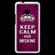 Coque HTC One Keep Calm and Miskine Rose