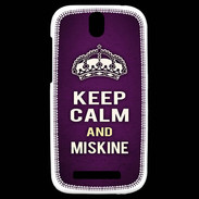 Coque HTC One SV Keep Calm and Miskine Violet