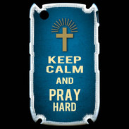 Coque Blackberry 8520 Keep Calm and Pray Christian Bleu