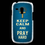 Coque Samsung Galaxy S3 Mini Keep Calm and Pray Christian Bleu