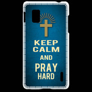 Coque LG Optimus G Keep Calm and Pray Christian Bleu