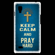 Coque LG Optimus L9 Keep Calm and Pray Christian Bleu