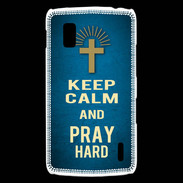 Coque LG Nexus 4 Keep Calm and Pray Christian Bleu