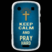 Coque Blackberry Bold 9900 Keep Calm and Pray Christian Bleu