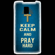 Coque LG P990 Keep Calm and Pray Christian Bleu