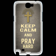 Coque Samsung Galaxy Note 2 Keep Calm and Pray Christian Gris