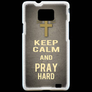 Coque Samsung Galaxy S2 Keep Calm and Pray Christian Gris