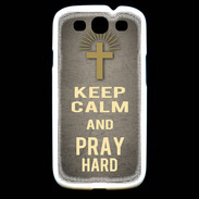 Coque Samsung Galaxy S3 Keep Calm and Pray Christian Gris
