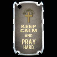 Coque Blackberry 8520 Keep Calm and Pray Christian Gris