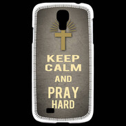 Coque Samsung Galaxy S4 Keep Calm and Pray Christian Gris