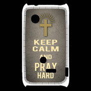 Coque Sony Xperia Typo Keep Calm and Pray Christian Gris