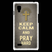 Coque LG Optimus L9 Keep Calm and Pray Christian Gris