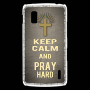 Coque LG Nexus 4 Keep Calm and Pray Christian Gris