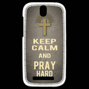 Coque HTC One SV Keep Calm and Pray Christian Gris