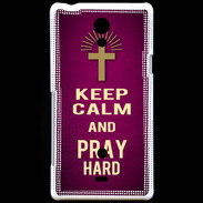 Coque Sony Xperia T Keep Calm and Pray Christian Rose