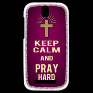 Coque HTC One SV Keep Calm and Pray Christian Rose