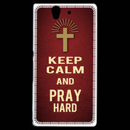 Coque Sony Xperia Z Keep Calm and Pray Christian Rouge