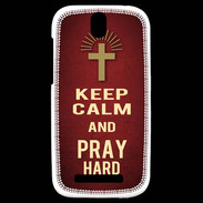 Coque HTC One SV Keep Calm and Pray Christian Rouge