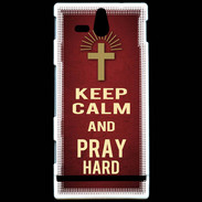 Coque Sony Xperia U Keep Calm and Pray Christian Rouge