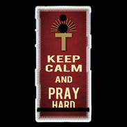 Coque Sony Xperia P Keep Calm and Pray Christian Rouge