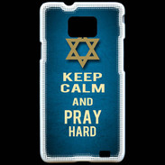 Coque Samsung Galaxy S2 Keep Calm and Pray jewish BLeu