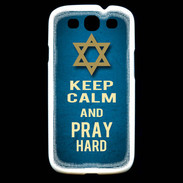 Coque Samsung Galaxy S3 Keep Calm and Pray jewish BLeu