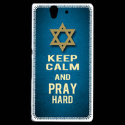 Coque Sony Xperia Z Keep Calm and Pray jewish BLeu