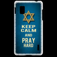 Coque LG Optimus G Keep Calm and Pray jewish BLeu
