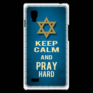 Coque LG Optimus L9 Keep Calm and Pray jewish BLeu