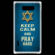 Coque LG Optimus L7 Keep Calm and Pray jewish BLeu